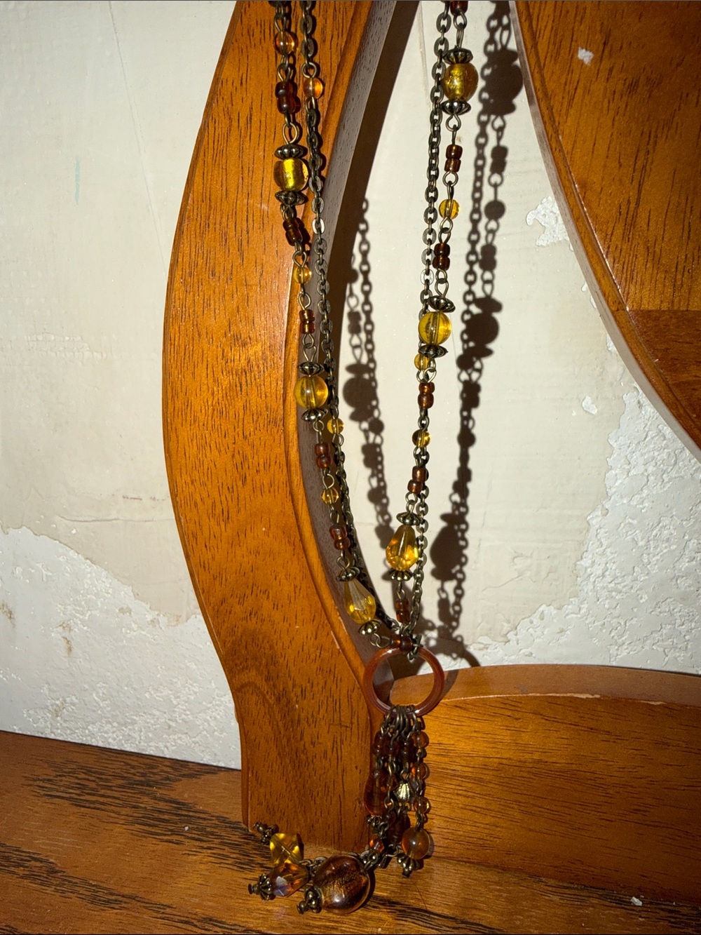 Multi-Strand Amber Bead Necklace - Brand Unspecified